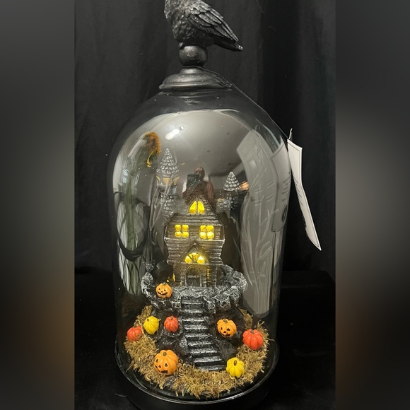 Martha Stewart Halloween Haunted House Light Up LED Glass Cloche Pumpkins New - Picture 6 of 15